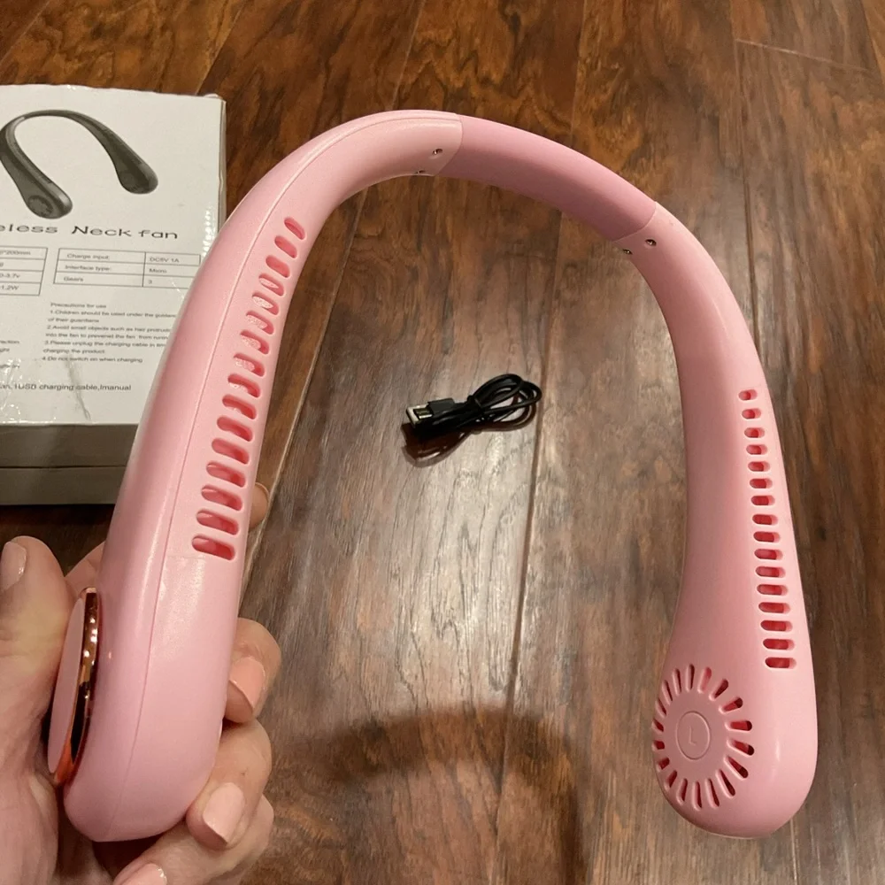 Pink Rechargeable Neck Fan - Picture 3 of 5